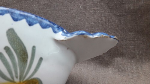 GRAND BOL A OREILLES FAIENCE CHAROLLES DECOR COQ FLEUR AUVERGNE - Picture 3 of 12
