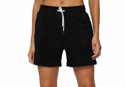 FOURLAPS Rush Shorts Women's L Black French Terry Stretch Drawstring Waist NWT