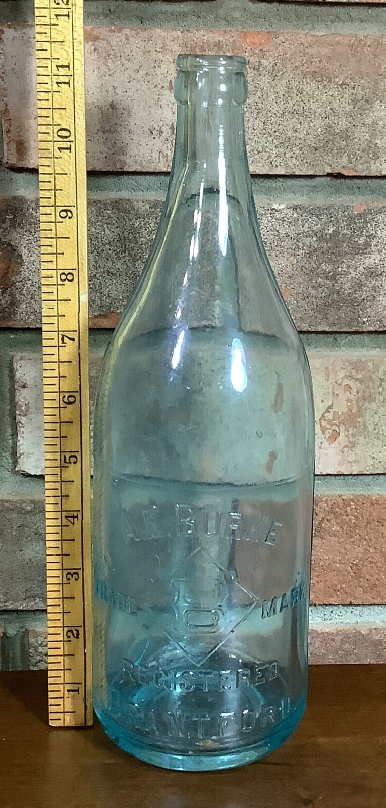 Early A.E. BURKE Blue Glass Quart Bottle BRANTFORD Embossed eBay