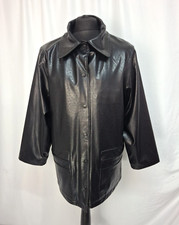 Casamia Vintage PU Faux Leather Jacket Longline Textured Retro Women's XL L2456