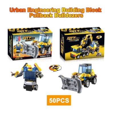 Build A Brick x50 Teile 2in1 Kit | City Construction Bulldozer & Robot