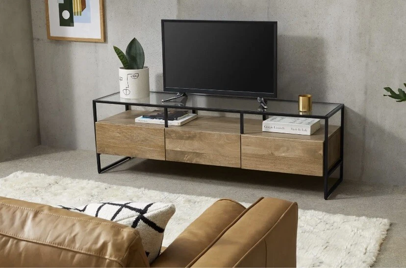 Glass and wood entertainment center discount