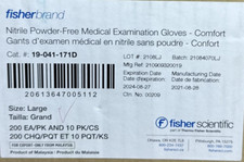 2000 FisherBrand Large Nitrile Powder Free Medical Examination Gloves Comfort