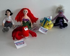 Disney Store 8" The Little Mermaid  Bean Bag  SET OF 5  ERIC ARIEL URSULA  NWT