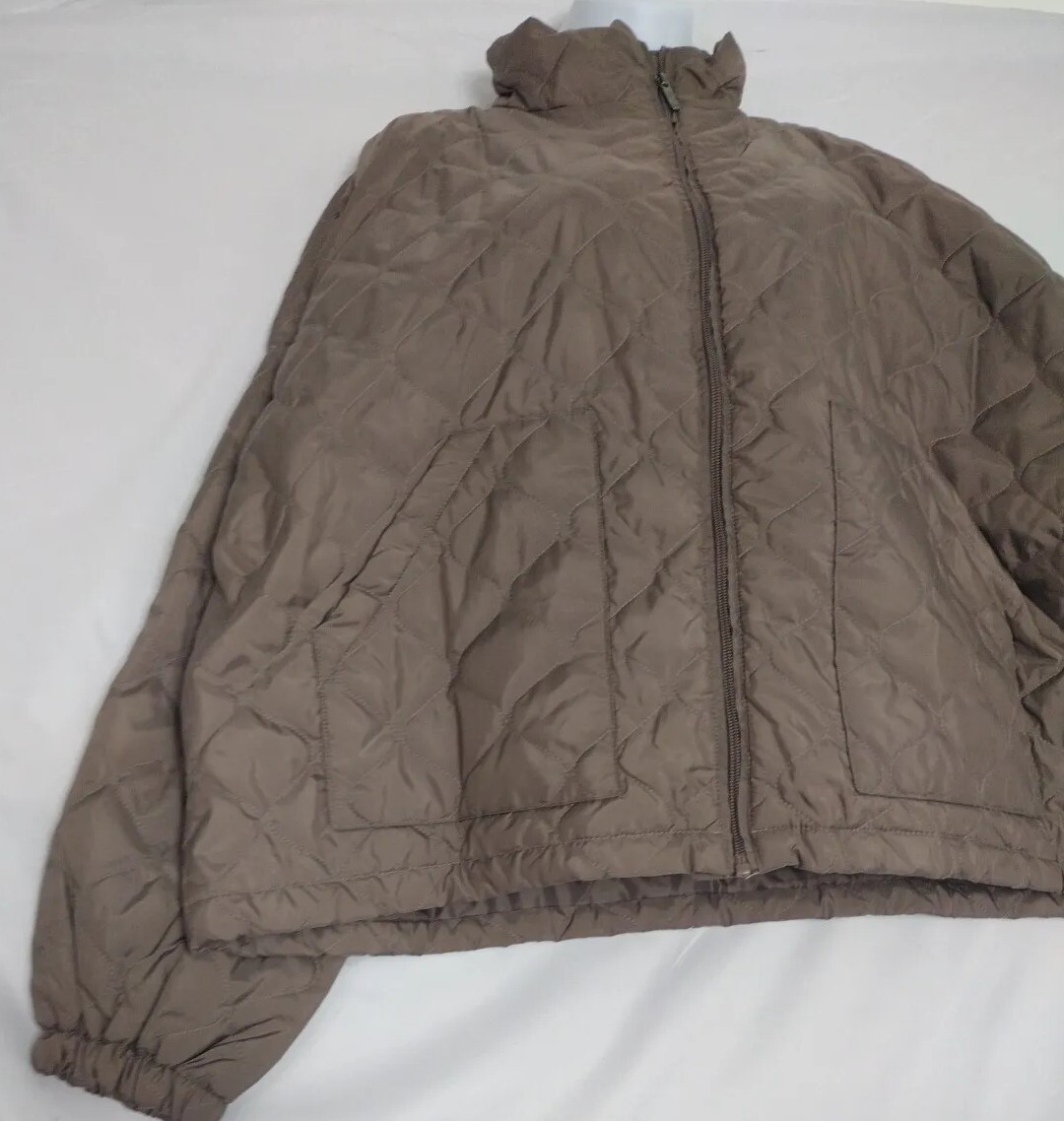NEW ZELLA Size XL Quilted Bomber Jacket Puffer Zip Coat Grey