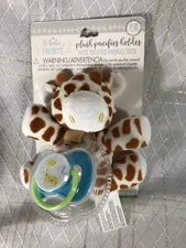 Le Bebe GIRAFFE Plush Lovey Pacifier Holder w Pacifier Soothie Binky Giraffe