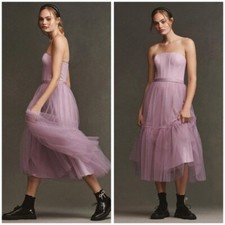 New Anthropologie BHLDN Strapless A-Line Tulle Midi Dress Size Large