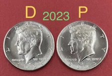 Set Of 2 Coins 2023 P&D 50 Cents Kennedy Half Dollar Uncirculated. #C433