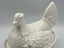 Vintage Portmeirion Hen On Nest Ceramic Chicken Egg Holder Dish Crock No 3 White