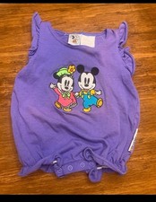 Vintage 90s baby mickey  co 3-6 months purple bubble romper Minnie Mickey