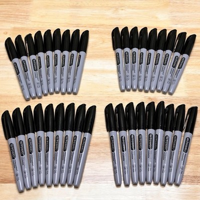 Black Permanent Markers, 36 Pack Bulk, Felt Tip, Waterproof and Fade Resistant