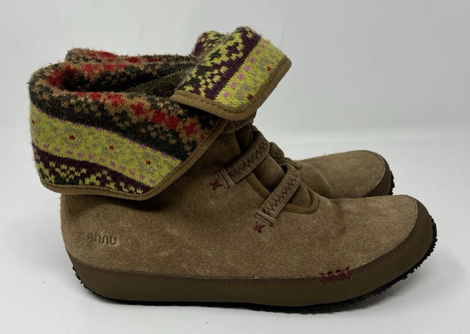 Ahnu Himalaya Marrón Gamuza Botines Cuero Multicolor Tejido Puño F8013E Talla 7.5 Foto 4 de 4
