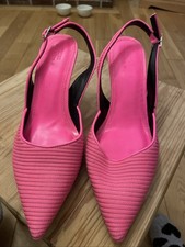 ASOS Design Size 5 Pink Ribbed Pointed Toe Sling backs Sandals Ankle Buckle BN