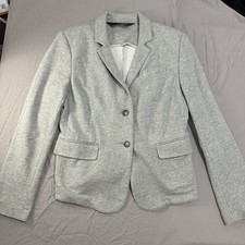 NORMA KAMALI Gray Sweatshirt Cotton Blazer Career Comfort Casual 2 Button LARGE