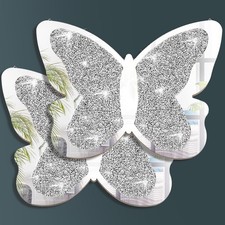 Vesici 2 Pieces Butterfly Shaped Mirror Crystal 20 x 12.6 Inch, Silver