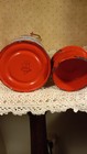 VINTAGE RED & BLACK ENAMEL MILK CAN 7" HIGH WINTER COUNTRY FOLK ART HAND PAINTED — photo 10
