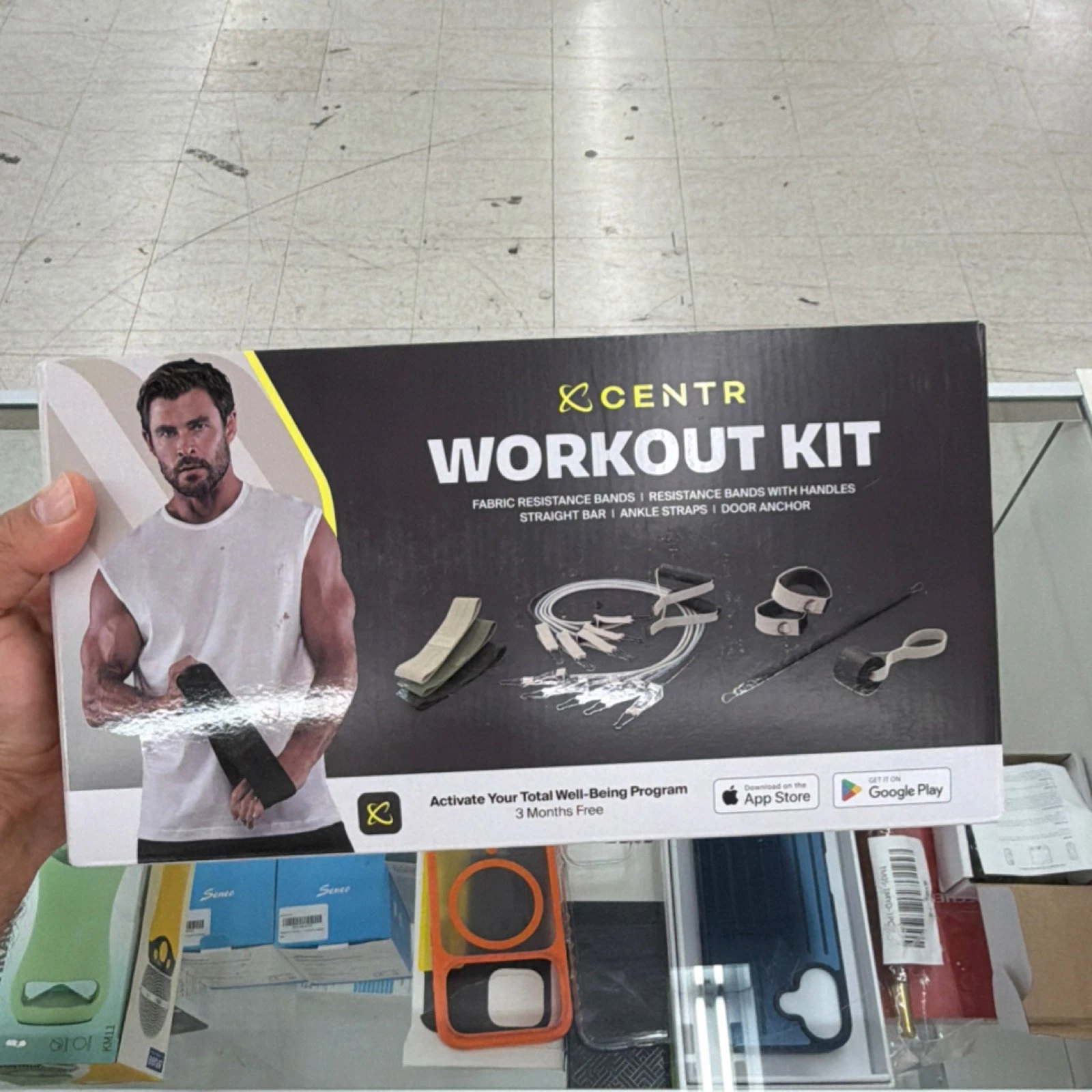 Centr Resistance Bands Kit with Handles, Straight Bar, Ankle Straps, Door Anchor