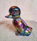 VINTAGE FENTON DARK AMETHYST CARNIVAL GLASS DUCKLING 1980s # 5169CN