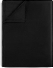 Black Twin Flat Sheet Only, Ultra Soft  Breathable Brushed 1800 Microfiber, Hot