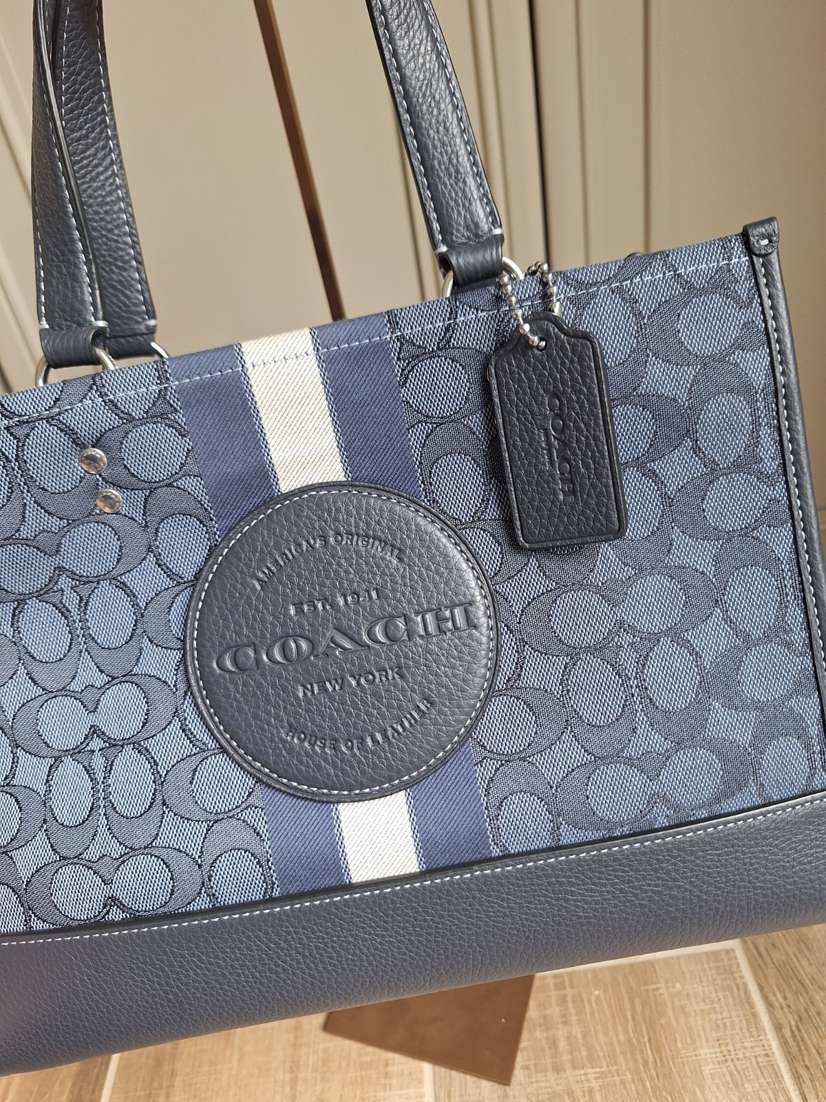 Coach Dempsey Signature Jacquard Tote with Denim Stripe & Patch image 2