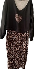 Shein 2 Piece Co Ordinate Top & Maxi Dress Size 18 Animal Print