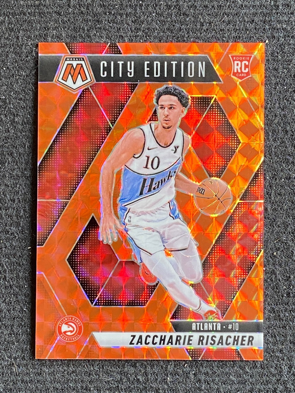 Zaccharie Risacher 2024-25 Panini Mosaic City Edition Orange Mosaic 123/249 RC