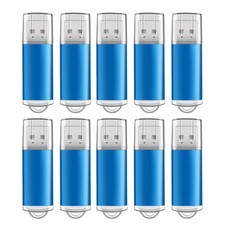 10 Pack Blue Plastic USB 2.0 Thumb Drives,with 16GB 10 Pack Plastic USB Blue