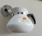 Corning Ware Vintage 6-Cup Tea Pot W/Lid P-104 Wildflower Pattern Glass  White