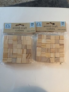 Mini Wood Craft Cubes 36 PC Crafter's Square  Arts & Crafts 15 MM 0.63 IN.  2pks