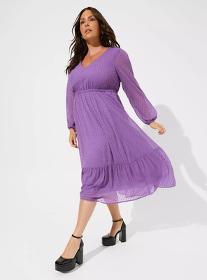 Torrid Purple Heart Tea Length Clip Dot Open Back A-Line Dress Plus Size 2X  $89 | eBay