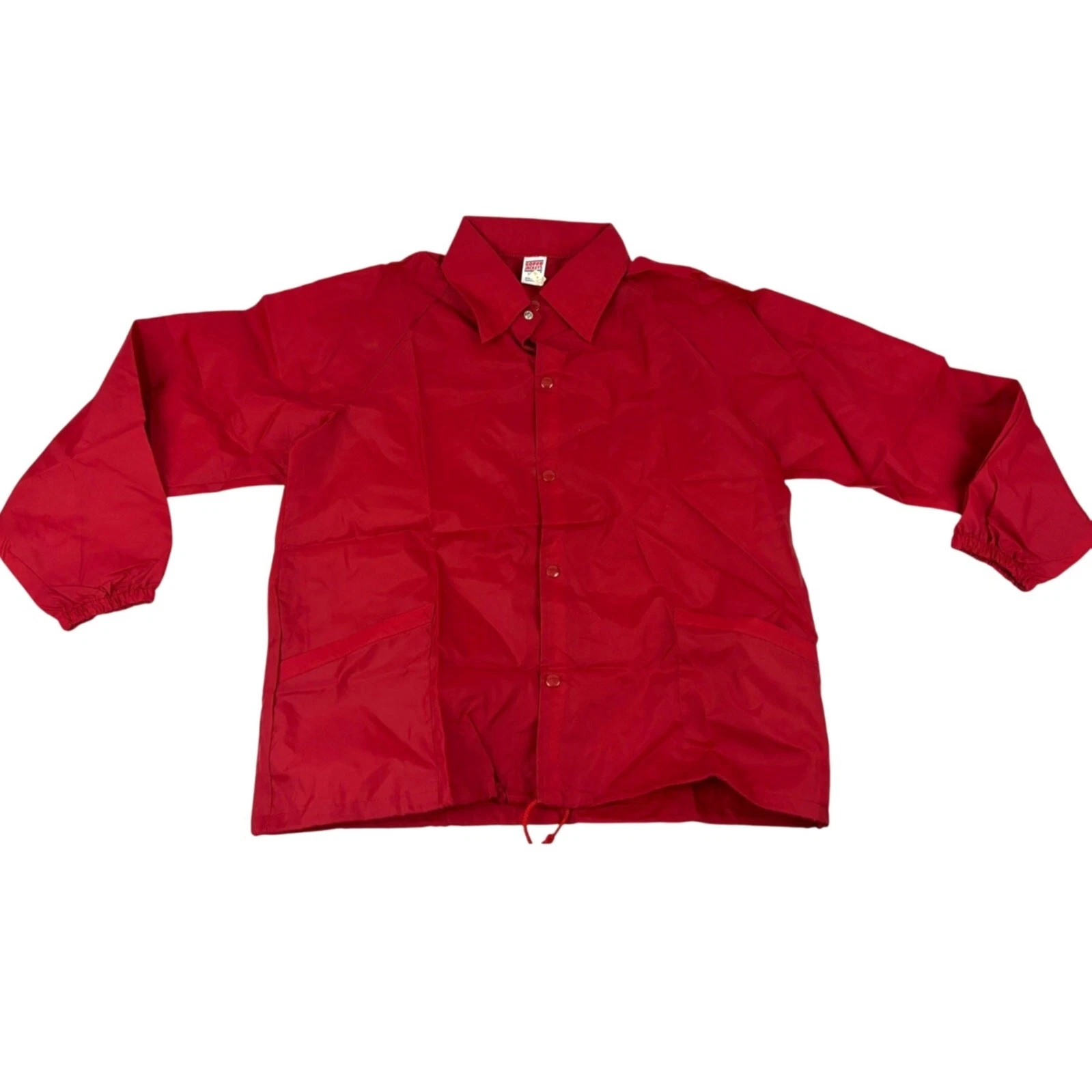 Vintage Soffe Windbreaker Jacket Men LARGE Red Nylon Snap-Closure 1990s NEW image 1
