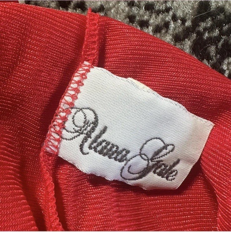 VTG 80s Alana Gale Red Lace Romper Playsuit Teddy Nylon Size Small