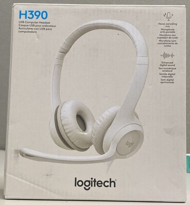Logitech H390 Wired Headphones with Microphone USB On-Ear Stereo Off-White
