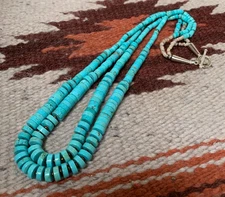Gorgeous multi-strands graduate size turquoise heishi necklace/21.5"(y241J1-w2)