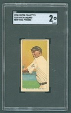 1914 T213-2 Coupon Cigarettes Baseball RUBE MARQUARD Pitching N.Y. Giants SGC 2