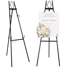 53.9" Black Easel Stand for Sign, Heavy Duty Metal Display Easel with Storage...