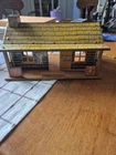 Vintage MARX Bar-M-Ranch Tin Litho Cowboy Log Cabin Dollhouse Metal Toy House