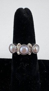 Janice Girardi JGD Handmade 3 Pearl 925 Sterling Silver Band Ring - Size 6.5