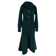 Alexander Mcqueen Ribbed Midi Dress In Wool Women Green M