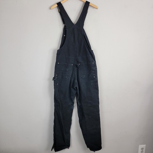 Carhartt Quilted Double Knee Bip Overalls Work Trucker 32X32 Faded Stains Tears - Picture 4 of 17