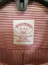 Brooks Brothers 346 Shirt Men's 17 4/5 Red Striped Long Sleeve Button Up