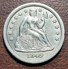 1849 Seated Liberty Dime EF XF Details clnd Hi Grade 10c Silver 19th C Type Coin