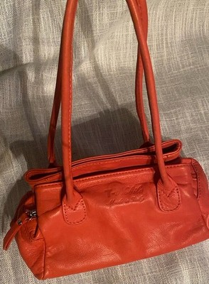 T Nobile Vintage Leather Bag Soft Orange Engraved Made In Italy Handbag