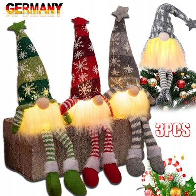 3PCS LED Weihnachten Deko Wichtel mit Licht Plüsch Weihnachtszwerg Figuren 33CM