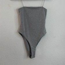 Women's One Piece Bodysuit Gray Solid Pattern Spaghetti Straps