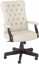 Bush Furniture Fairview High Back Tufted Office Chair with Arms in Cream Fabric