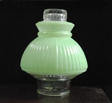 Vintage Mint Green Cased Glass Mock Student Oil Lamp Shade