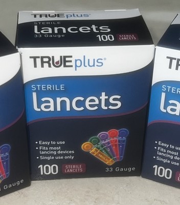 Diabetic Sterile Test Lancets TRUEPlus Sealed 5 Boxes 500 Lancets 33 Gauge
