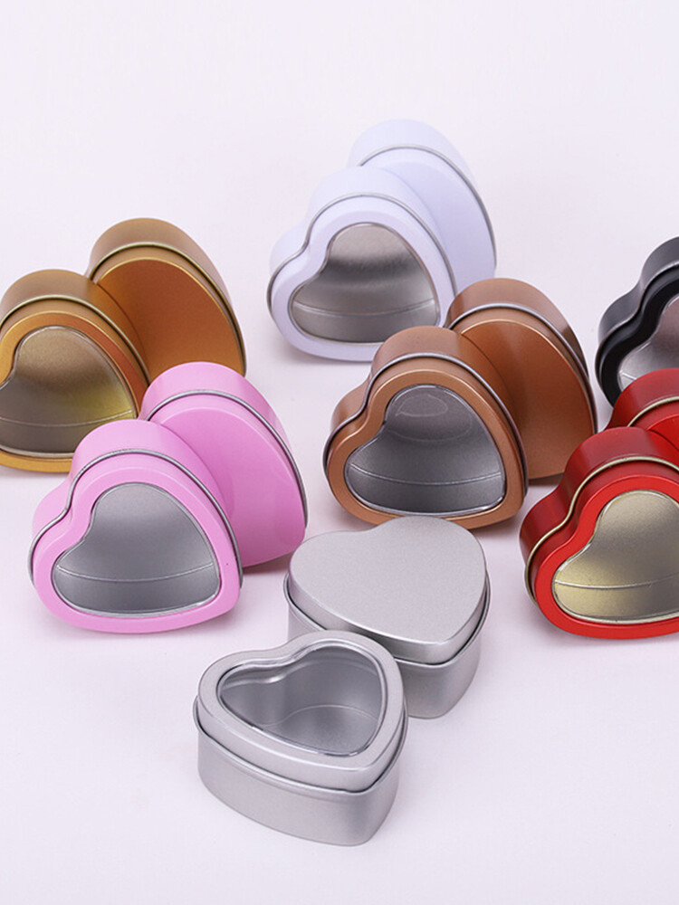 Heart-Shaped Iron Jewelry Storage Box Mini Tinplate Organizer Small Decorative