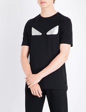 Fendi Black Crewneck Short Sleeve T-Shirt Bag Bugs eyes Motif Size 48